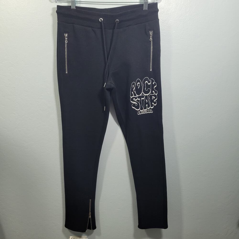 Rockstar Women's Black Joggers With Zippered Slash Pockets Size M 5726-1348 - Picture 10 of 10